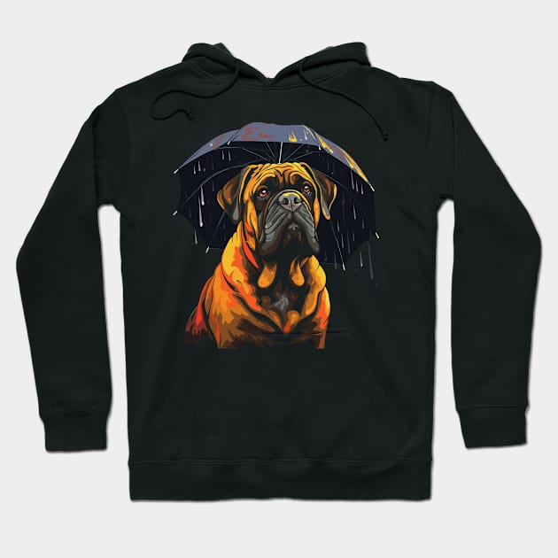 English Mastiff Rainy Day With Umbrella Hoodie by JH Mart